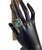 Pawn men’s silver & turquoise ring size 10.75
