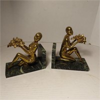 Marble and bronze lady bookends