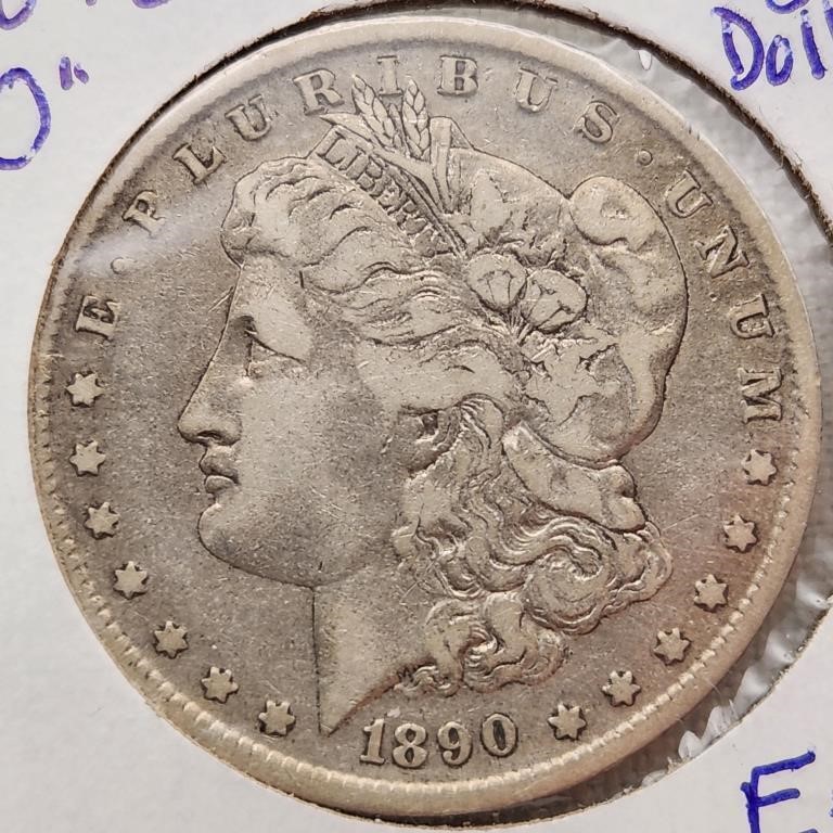 1890-O Morgan Silver Dollar EF+