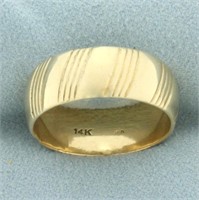 Mens 8MM Diagonal Stripe Wedding Band Ring in 14k