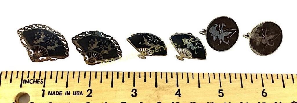 (3) pairs Siam sterling earrings 22 grams