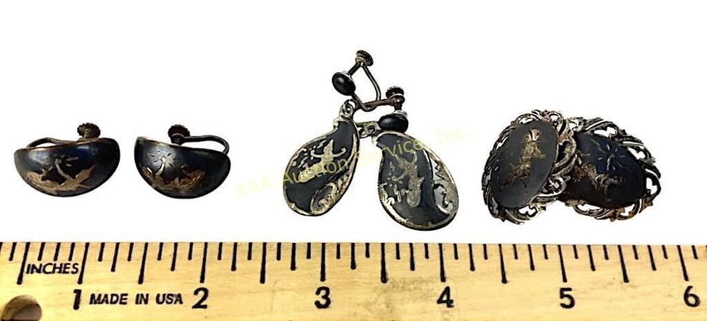 (3) Siam sterling earrings 26 grams