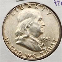 1951 Silver Franklin Half Dollar