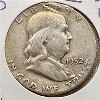 1952-S Silver Franklin Half Dollar