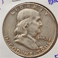 1954-D Silver Franklin Half Dollar EF+
