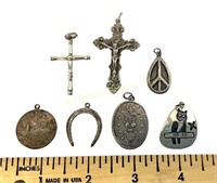 (7) sterling pendants incl. religious 29 grams