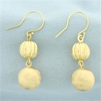 Italian Ball Bead Drop Dangle Earrings in 18k Yell