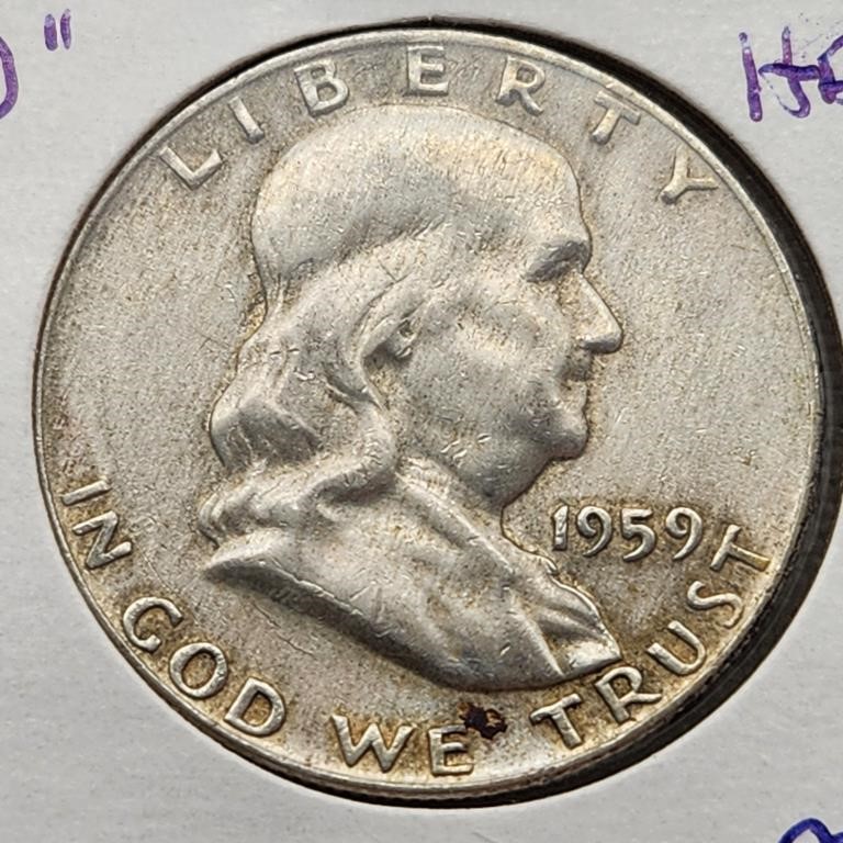 1959-D Silver Franklin Half Dollar MS+