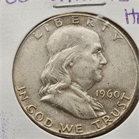 1960 Silver Franklin Half Dollar EF+