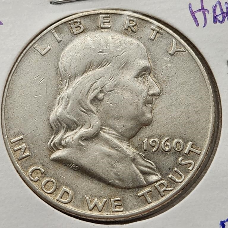 1960-D Silver Franklin Half Dollar EF+