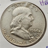 1960-D Silver Franklin Half Dollar EF+