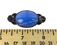 Art Nouveau sterling pin with blue cabochon,