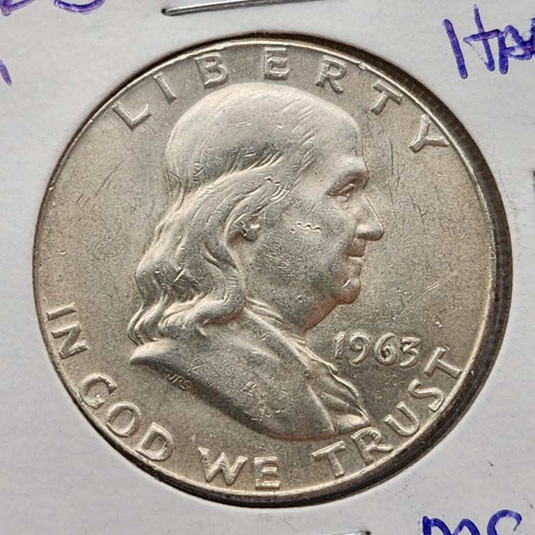 1963-D Silver Franklin Half Dollar MS65