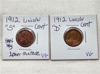 1912-S Semi Key & 1912-D Cents