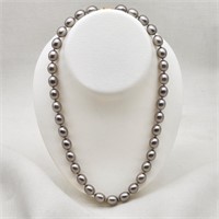 14K Clasp Faux Gray Pearl Necklace