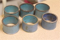Set of 6 Antique Chinese Cloisonne Napkin Rings