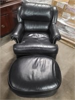 2 PC - Leather Arm Chair & Foot Stool