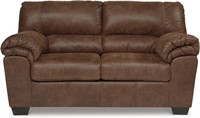 Ashley Bladen Faux Leather Loveseat - Brown