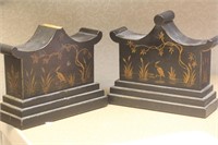 Pair of Heavy Wood Book Ends