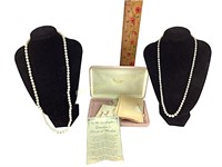 (2) Genuine Cultured Pearl Necklaces. Light Pink