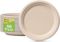 NEW $30 8.75" 2x50PK Compostable Paper Plates