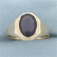 Mens Vintage Amethyst Bezel Set Ring in 10k Yellow