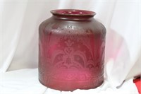 A Cranberry Etched Glass Shade