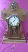 VINTAGE WOOD MANTEL CLOCK* LOUIS