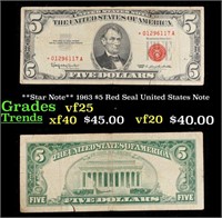 **Star Note** 1963 $5 Red Seal United States Note