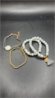White Beaded Bracelet Set