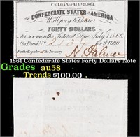 1861 Confederate States Forty Dollars Note Grades