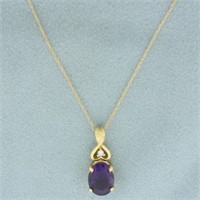 Amethyst and Diamond Necklace in 14k Yellow Gold