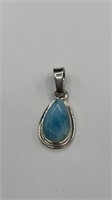 Larimar Artist Signed Sterling Pendant