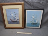 Pair of Vintage Maryland Framed Ships Pictures