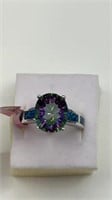 Sterling Ring w/Mystic Topaz and Opals