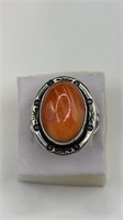 Orange Spiney Oyster Turquoise Sterling Ring