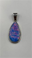 Sterling Pendant with Blue/Red/Orange Colors