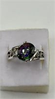 Matching Genuine Mystic Topaz Sterling Silver Ring
