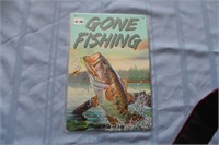 Retro Tin "Gone Fishing" Sign
