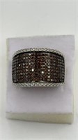 Extremely Rare Cognac Red Diamonds Sterling Ring