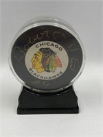 BOBBY HULL AUTOGRAPHED PUCK IN HOLDER