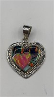 Multi Colored Sterling Heart Pendant