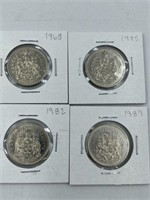 CANADA FIFTY CENT PIECES LOT OF 4 1968, 1975,