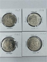CANADA FIFTY CENT PIECES LOT OF 4 1969, 1978,