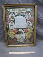 Vintage Framed Baby Record Memorabilia