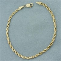 Flat Rope Link Bracelet in 14k Yellow Gold