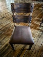 62  Chairs -- Ladder Back, Leather Covered Seat