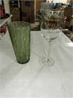 GREEN GLASS AND WINE GLASS