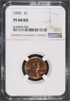1955 LINCOLN CENT NGC PF68 RD