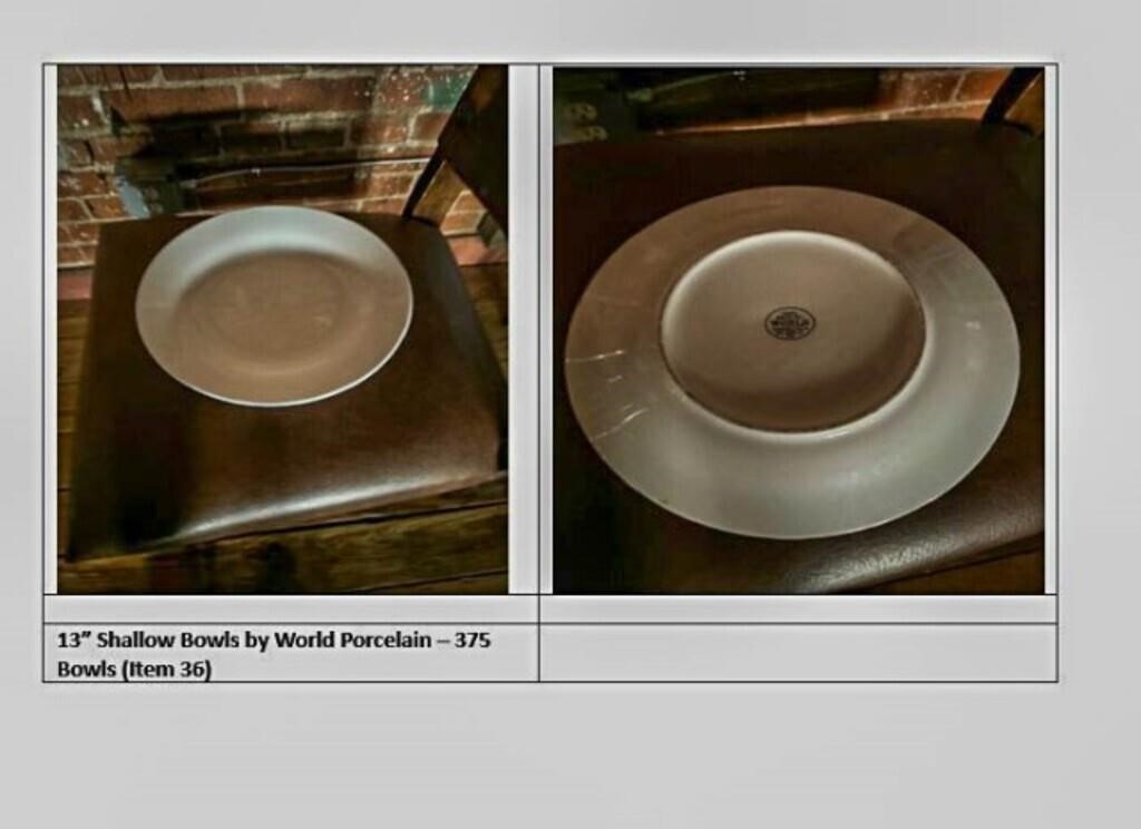 375  13 Inch Shallow Bowls by World Procelain